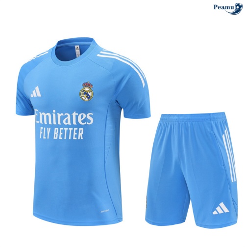 Camisola Kit Equipamento Training Real Madrid + Calções Azul claro 2025-2026 Peamu 438