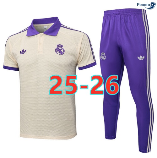 Camisola Kit Equipamento Training Real Madrid Polo + Calças damasco/Violeta 2025-2026 Peamu 450