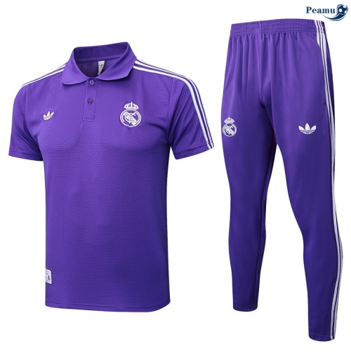 Camisola Kit Equipamento Training Real Madrid Polo + Calças Violeta/Branco 2025-2026 Peamu 453