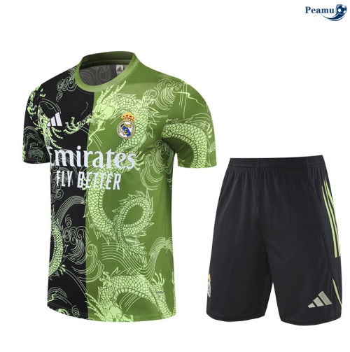 Camisola Kit Equipamento Training Real Madrid Criancas + Calções preto/Verde 2025-2026 Peamu 465