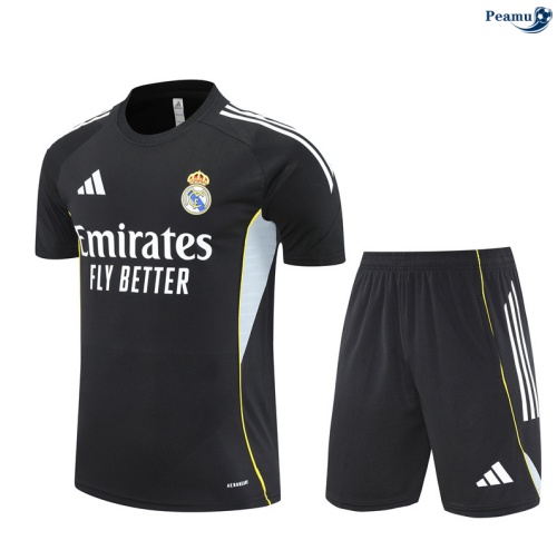 Camisola Kit Equipamento Training Real Madrid Criancas + Calções preto/Branco/amarelo 2025-2026 Peamu 467