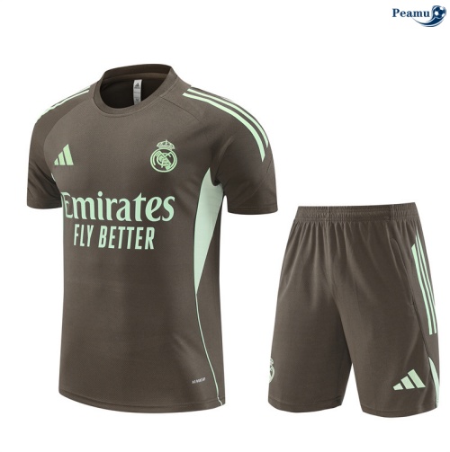 Camisola Kit Equipamento Training Real Madrid Criancas + Calções Cáqui 2025-2026 Peamu 469