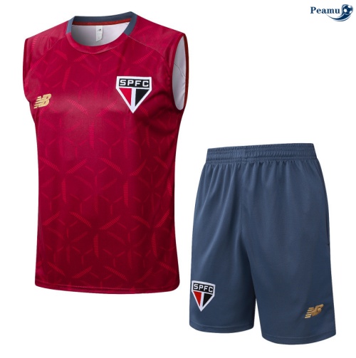 Camisola Kit Equipamento + Calças Sao Paulo Colete + Calções vermelho/Cinza 2025-2026 Peamu 480