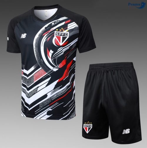 Camisola Kit Equipamento Training Sao Paulo + Calções preto 2025-2026 Peamu 481