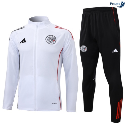 Casaco de Fato de Treino Ajax Branco/vermelho 2025-2026 Peamu 801