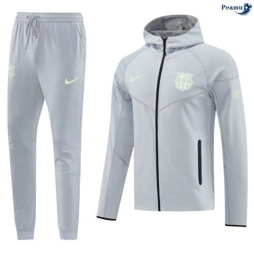 Casaco de Fato de Treino Barcelona à capuche Cinza/preto 2025-2026 Peamu 524