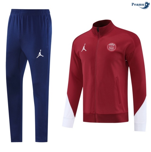Casaco de Fato de Treino PSG vermelho/azul/Branco 2025-2026 Peamu 645