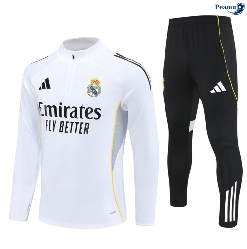 Fato de Treino Real Madrid Branco/preto/amarelo 2025-2026 Peamu 660
