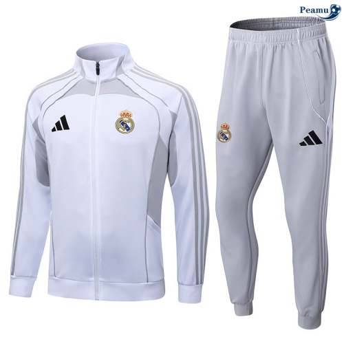 Casaco de Fato de Treino Real Madrid Branco/Cinza 2025-2026 Peamu 662