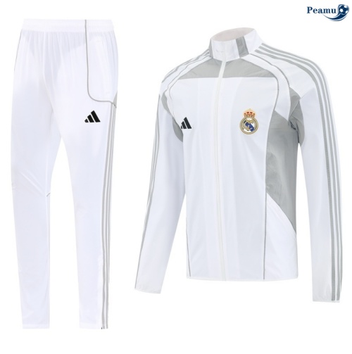 Windrunner Fato de Treino Real Madrid Branco/Cinza 2025-2026 Peamu 675