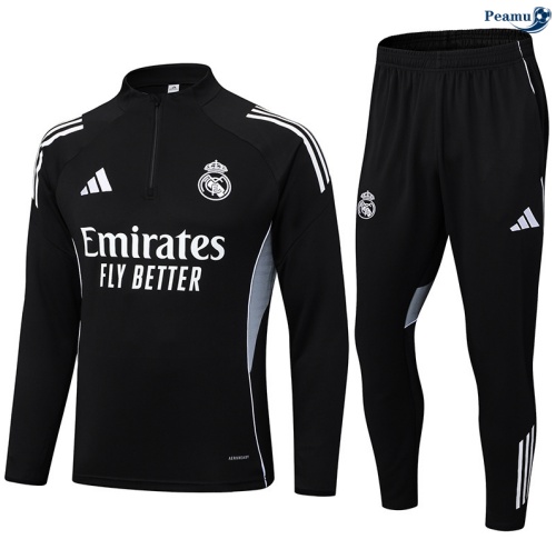 Fato de Treino Real Madrid preto/Branco/Cinza 2025-2026 Peamu 695