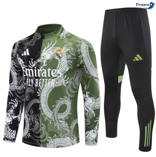 Fato de Treino Real Madrid preto/Verde 2025-2026 Peamu 698