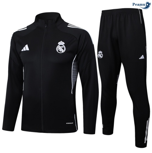 Casaco de Fato de Treino Real Madrid preto/Branco 2025-2026 Peamu 699