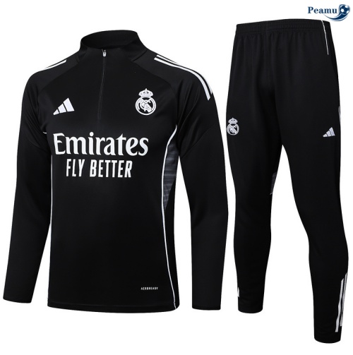 Fato de Treino Real Madrid preto/Branco 2025-2026 Peamu 700