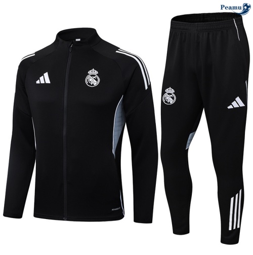 Casaco de Fato de Treino Real Madrid preto/Branco 2025-2026 Peamu 702