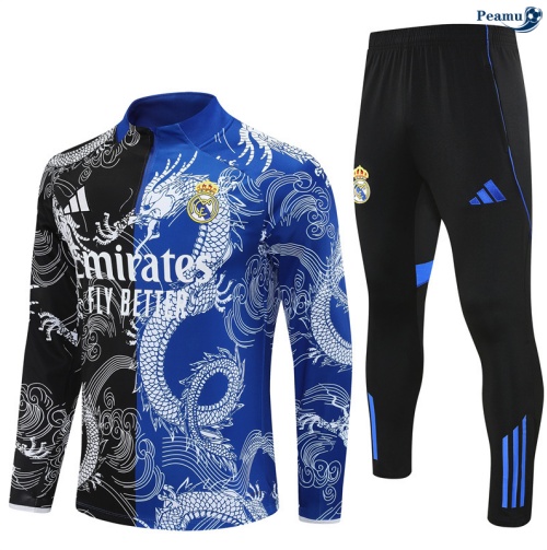 Fato de Treino Real Madrid preto/azul 2025-2026 Peamu 703
