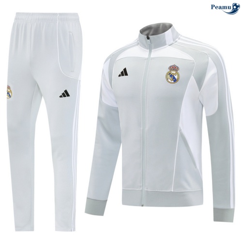 Casaco de Fato de Treino Real Madrid Cinza/Branco 2025-2026 Peamu 719