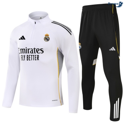 Fato de Treino Real Madrid preto/Branco/amarelo/Branco/preto 2025-2026 Peamu 741