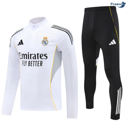 Fato de Treino Real Madrid Branco/preto/Cinza/amarelo 2025-2026 Peamu 756
