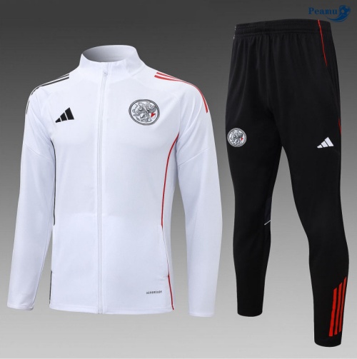 Casaco de Fato de Treino Ajax Criancas Branco/preto/vermelho 2025-2026 Peamu 874