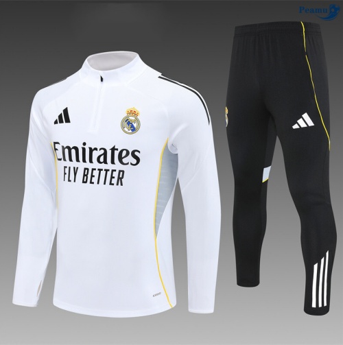 Fato de Treino Real Madrid Criancas Branco/preto/amarelo 2025-2026 Peamu 1048