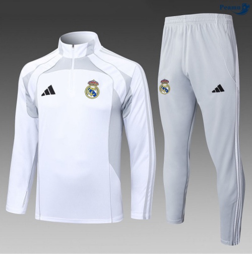 Fato de Treino Real Madrid Criancas Branco/Cinza 2025-2026 Peamu 1052