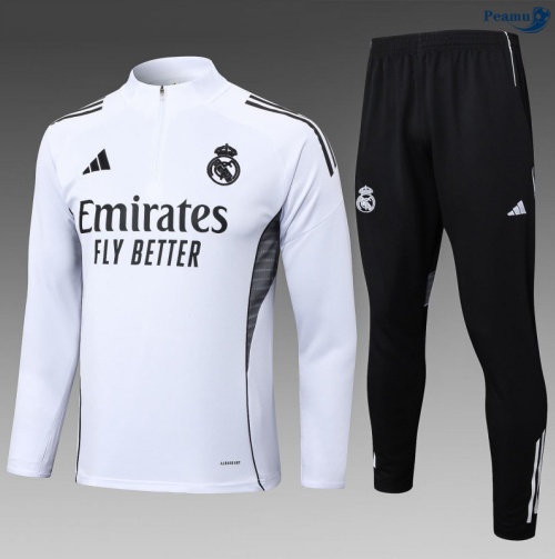 Fato de Treino Real Madrid Criancas Branco/preto 2025-2026 Peamu 1054