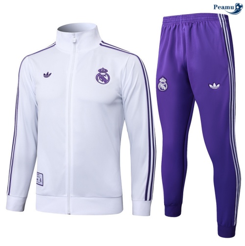 Casaco de Fato de Treino Real Madrid Criancas Branco/Violeta 2025-2026 Peamu 1058
