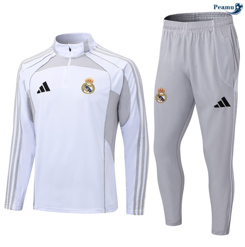 Fato de Treino Real Madrid Criancas Branco/Cinza 2025-2026 Peamu 1061