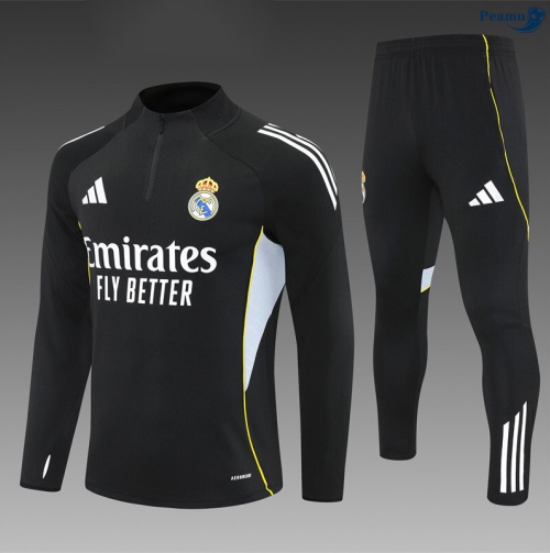 Fato de Treino Real Madrid Criancas preto/Branco/amarelo 2025-2026 Peamu 1071