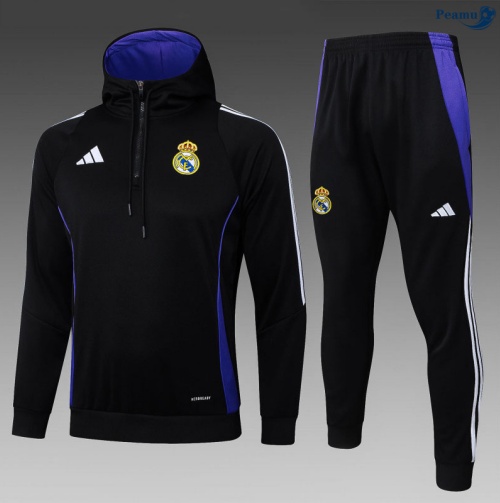 Sweat de Fato de Treino Real Madrid Criancas preto/Branco/Violeta 2025-2026 Peamu 1073