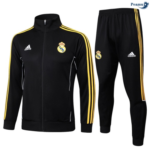 Casaco de Fato de Treino Real Madrid Criancas preto/amarelo 2025-2026 Peamu 1078