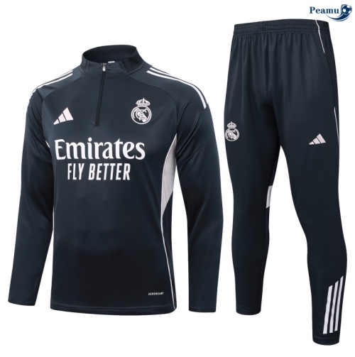 Fato de Treino Real Madrid Criancas Cinza escuro/Branco 2025-2026 Peamu 1106