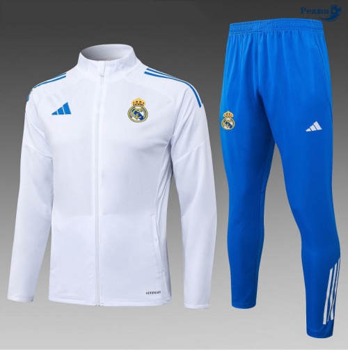 Casaco de Fato de Treino Real Madrid Criancas Branco/azul 2025-2026 Peamu 1118
