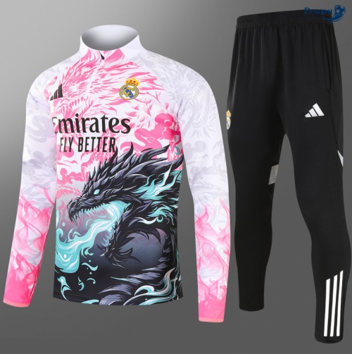 Fato de Treino Real Madrid Criancas rosa/preto/Branco 2025-2026 Peamu 1120