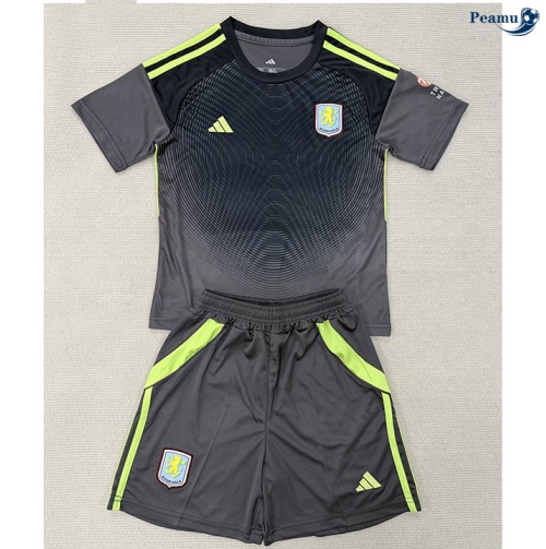 Camisola Futebol Aston Villa Crianças Equipamento Goleiro Gris/Negro 2025-2026