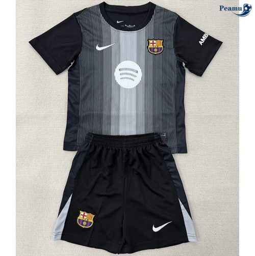 Camisola Futebol Barcelona Crianças Equipamento Goleiro Negro 2025-2026