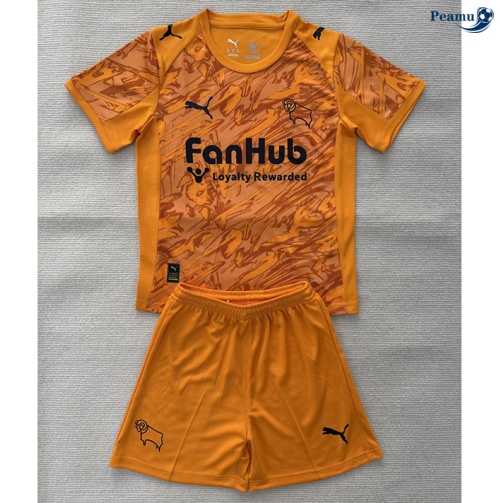 Camisola Futebol Derby County Crianças Equipamento Goleiro Naranja 2025-2026