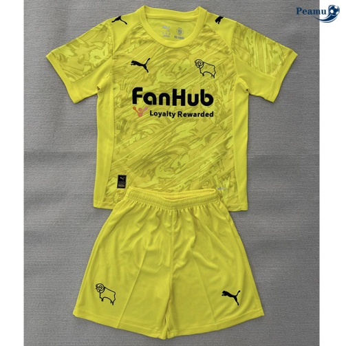 Camisola Futebol Derby County Crianças Equipamento Goleiro Amarillo 2025-2026