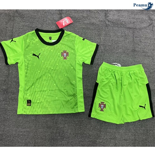 Camisola Futebol Portugal Crianças Equipamento Goleiro Verde 2025-2026