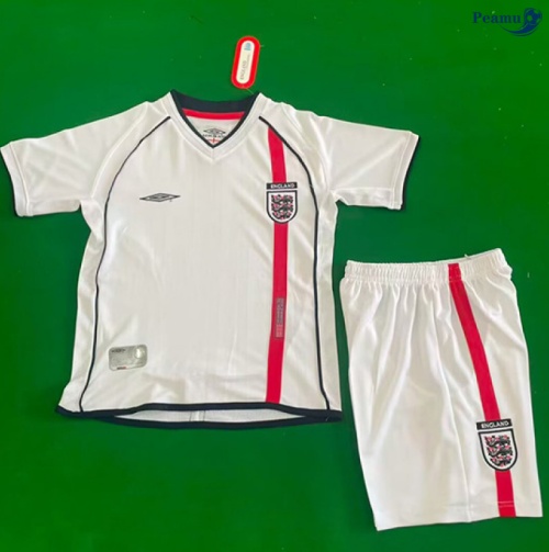 Camisola Futebol Retrô Inglaterra Crianças Principal Equipamento 2002