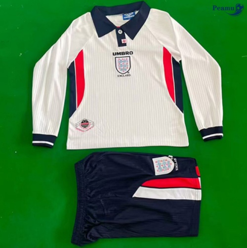Camisola Futebol Retrô Inglaterra Crianças Principal Equipamento Mangas compridas 1998
