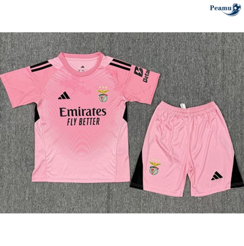 Camisola Futebol Benfica Crianças Equipamento Goleiro Rosa 2025-2026