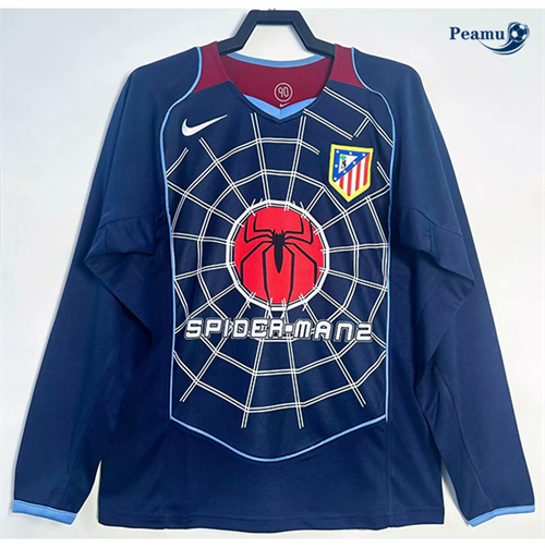 Novos Camisola Futebol Retrô Atletico Madrid Alternativa Equipamento Manga comprida 2004-05