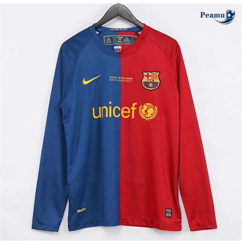 Criar Camisola Futebol Retrô Barcelona Principal Equipamento Manga comprida 2008-09