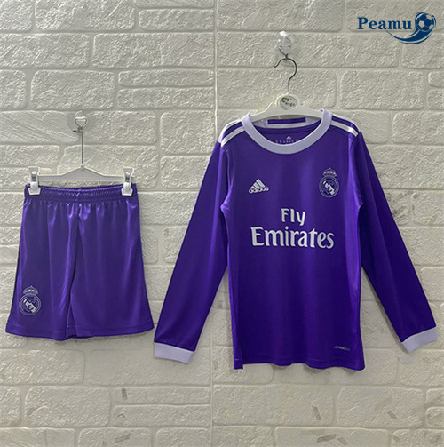 Loja Camisola Futebol Retrô Real Madrid Crianças Alternativa Equipamento Manga comprida 2016-17