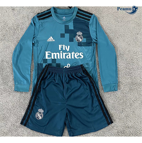 Criar Camisola Futebol Retrô Real Madrid Crianças Terceiro Equipamento Manga comprida 2017-18