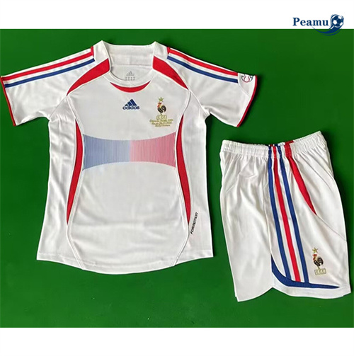 Novos Camisola Futebol Retrô France Crianças Alternativa Equipamento 2006