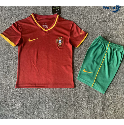 Novo Camisola Futebol Retrô Portugal Crianças Principal Equipamento 2000