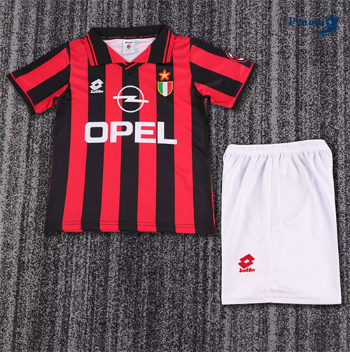 Loja Camisola Futebol Retrô AC Milan Crianças Principal Equipamento 1996-97